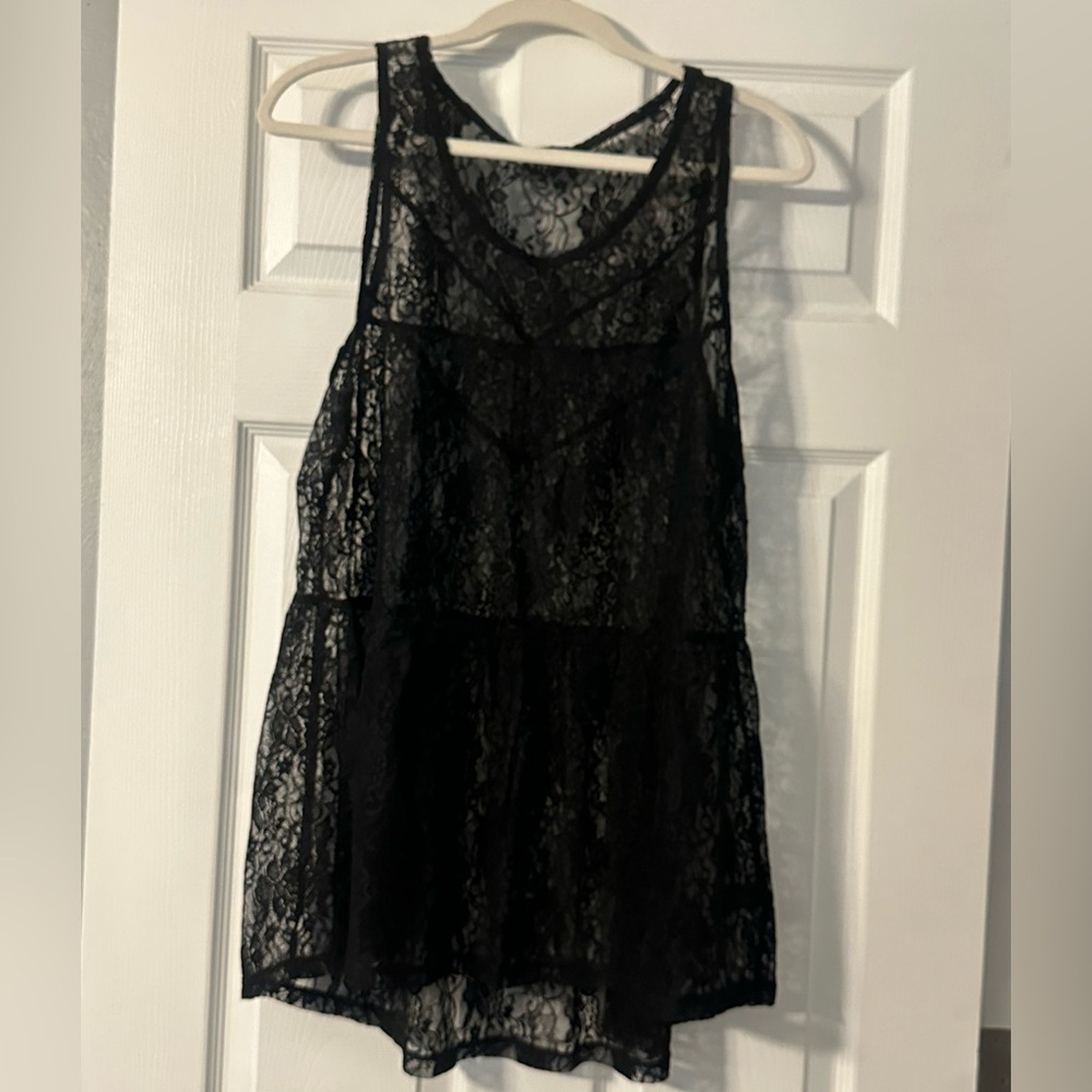 Express Elegant Black Lace Blouse